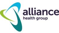 Logo of Alliance Health Group with a blue and green abstract swirl design to the left and the words alliance health group in bold dark lettering to the right.