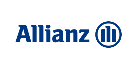 The image shows the Allianz logo, featuring the word Allianz in blue bold letters followed by a blue circle containing three vertical bars of varying heights.